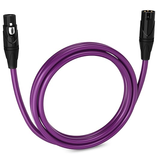 LyxPro 6 Feet XLR Microphone Cable Balanced Male to Female 3 Pin Mic Cord for Powered Speakers Audio Interface Professional Pro Audio Performance and Recording Devices - Purple
