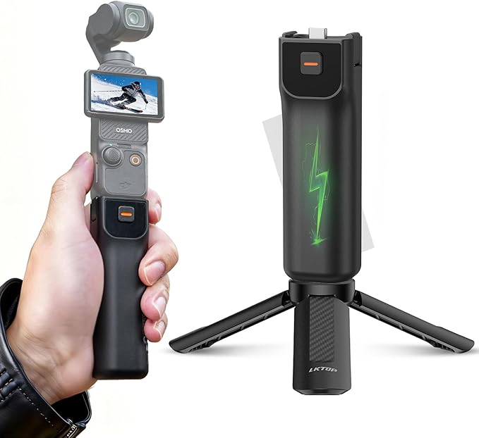 LKTOP Pocket 3 Battery Handle+Tripod for DJI Osmo Pocket 3, Xtra Muse Accessories, 5000mAh Fast Charger 22.5W Portable Power Stick Grips, 6hr Battery Life (Charging Time: 35 min Camera, 80min Self)