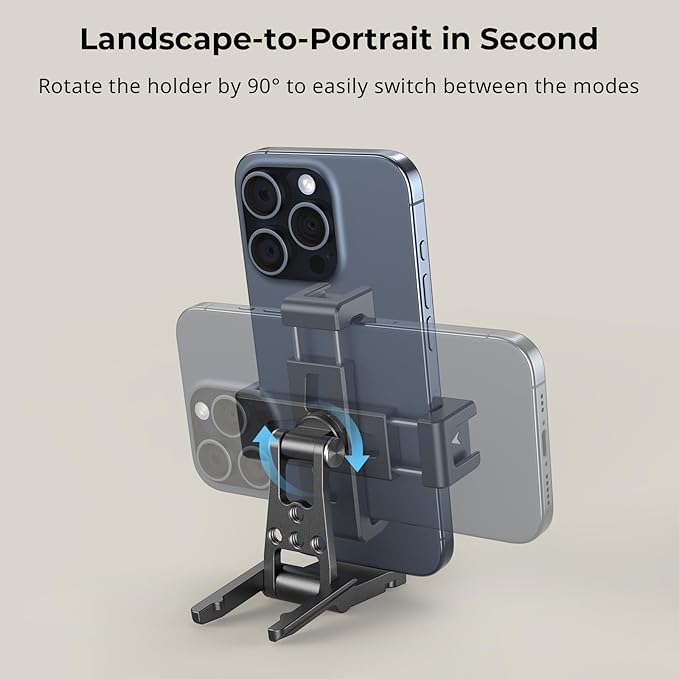 SMALLRIG Metal Phone Tripod Mount, Cell Phone Mount with Quick Release Adapter for Arca-Swiss, Multifunctional Phone Holder for Arca-Type Tripod, for DJI RS 3 Mini Stabilizer, for iPhone 17 16-4611