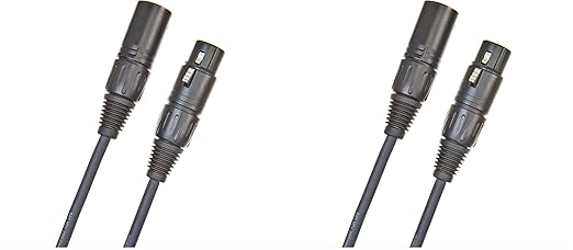 D'Addario XLR Male to Female Balanced Mic Cable - Classic Series - 10 Ft/3.05 M - 2 Pack