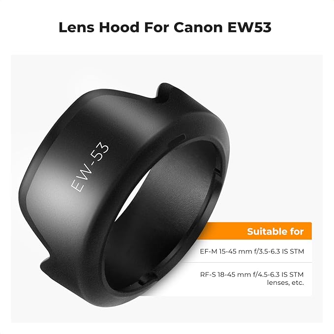 K&F CONCEPT Lens Hood Compatible with Canon EF-M 15-45mm f/3.5-6.3 is STM & RF-S 18-45mm f/4.5-6.3 is STM Lens, Snap on Camera Lens Shade Replaces EW-53 Hood