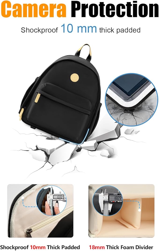 Cwatcun Camera Backpack Bag for Women, Stylish DSLR/SLR Camera Bag with Tripod Strap Laptop Compartment and Removable Dividers Lightweight Photograhy Backpack Case for Canon/Nikon/Sony Accessories