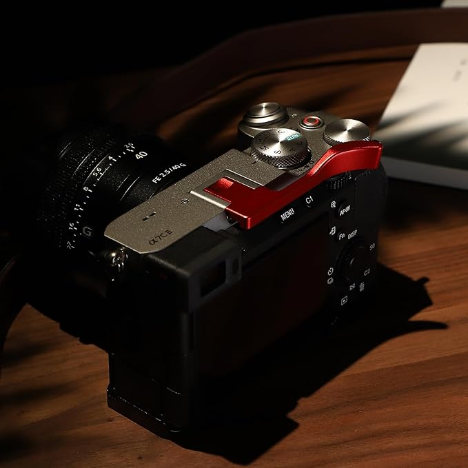 Haoge Thumb Hand Grip for Sony α7Cii A7CR Camera Accessories Red Metal Hot Shoe Thumb Up Rest Hand Grip THB-S7CR-R