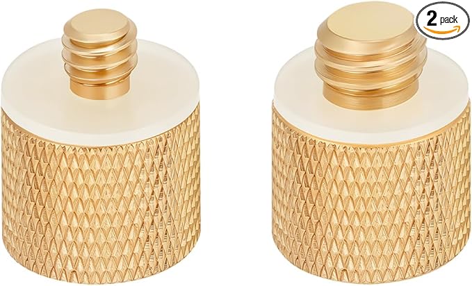 2 Pack Camera Screw Adapter, 1/4" Male to 3/8" Female & 3/8" Male to 1/4" Female Thread Adapter Set for Tripod Stand, Microphone Stand, Mic Mount, and Camera Monitor (Brass)