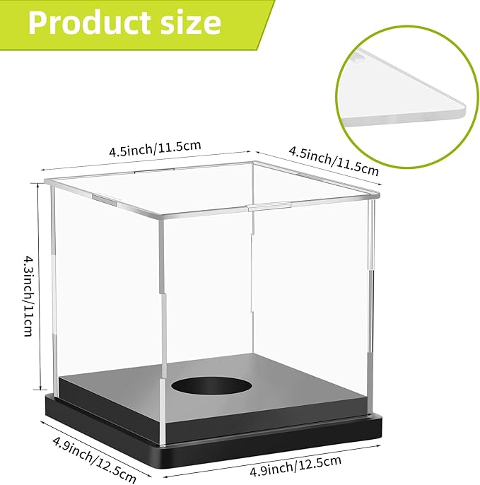 Hooqict Softball Display Case Clear Acrylic Ball Holder UV Protected Softball Case Display Box Championship Square Box for Golf Tennis Game Ball Baseball