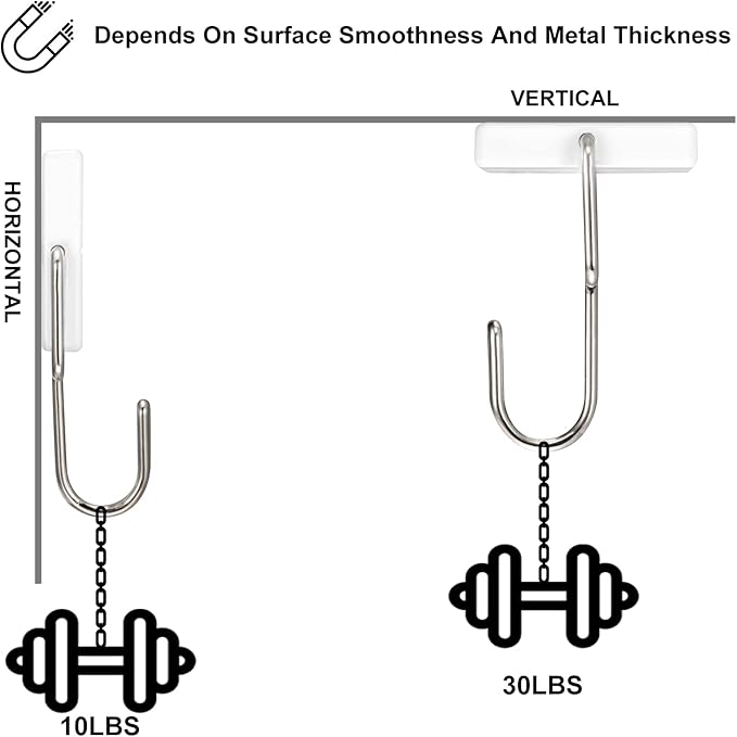 MAGTSMEI Strong Magnetic Hooks Heavy Duty, 30LBS Magnetic Hooks for Refrigerator, Neodymium Rare Earth Magnet Hooks for Fridge, Magnets with Hooks for Locker, Kitchen, Cruise Cabin, Grill, 4 Pack