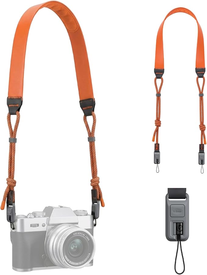 ULANZI CSS2 U-Snap Camera Strap, Quick Release Neck Shoulder Strap with 60kg Load Capacity, Adjustable Padded Anti-Slip Strap for DSLR Mirrorless Camera Binocular Camcorder (Twilight Orange)