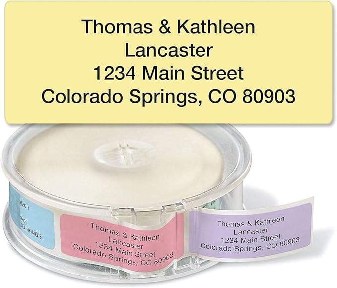 Colorful Images Pastel Multicolor Rolled Return Address Mailing Labels with Dispenser, Customize with Name & Shipping Address, 250 Self Adhesive, Easy Peel Sticker Label Roll, 3/4" x 2 1/2"