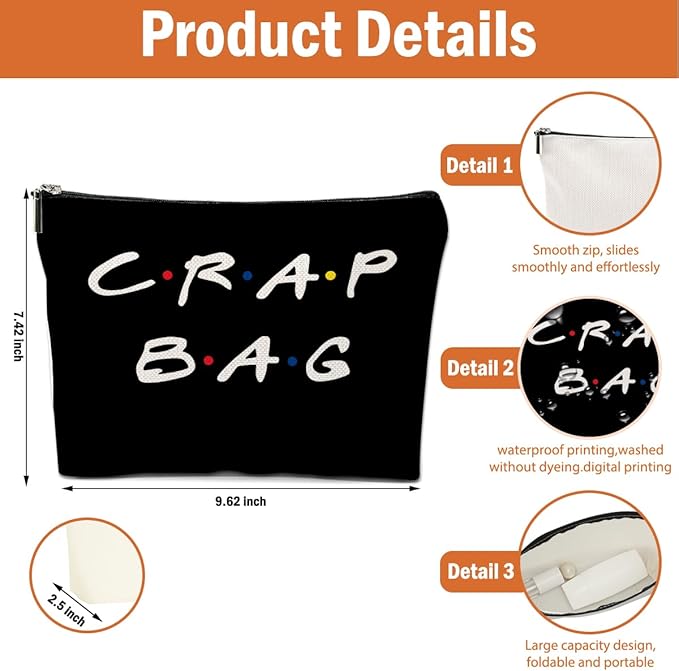 4 PCS Funny Gifts for Women Makeup Bag, Best Friend Birthday Gifts for Women, Funny Cosmetic Bags, Sister Christmas Graduation Friendship Gift for Daughter From Mom, Black White Travel Organizer