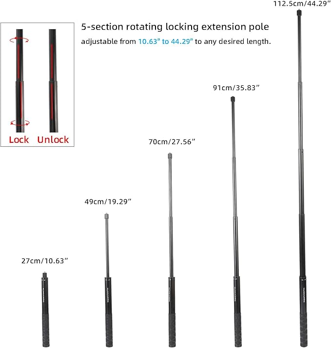 Ground Golf Monopod Phone Stand Holder with Spike Stake, 46" Extendable Selfie Stick & Universal 1/4" Screw - Record Stable Hands-Free Golf Swing Videos for magsafe and All Smartphones