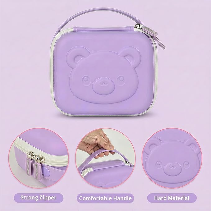 PAIYULE Kids Instant Print Camera Case with 3 Rolls Prints Paper Compatible with ESOXOFFORE for Dylanto for DUDUDRAGON for GKTZ for ETIKEZ for Dafotil Toddler Digital Cameras(Bear Light Purple)