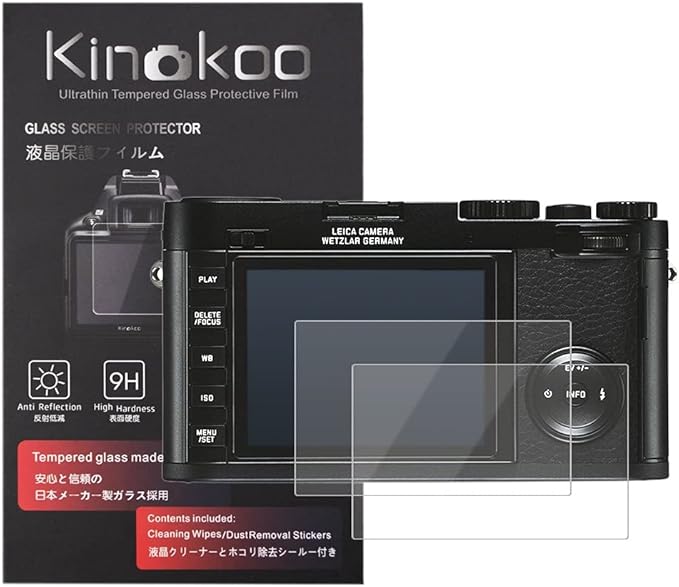 kinokoo Tempered Glass Film for Leica X Crystal Clear Film Leica X Screen Protector Bubble-free/Anti-scratch(2 pack)