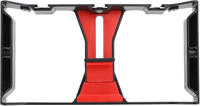 Uonlytech Hand-held Smartphone Video Rig Phone Stabilizer Cage with Hot Shoe Mount for Live Streaming Filmmaking Vlogging Compatible with LED Light and Microphone