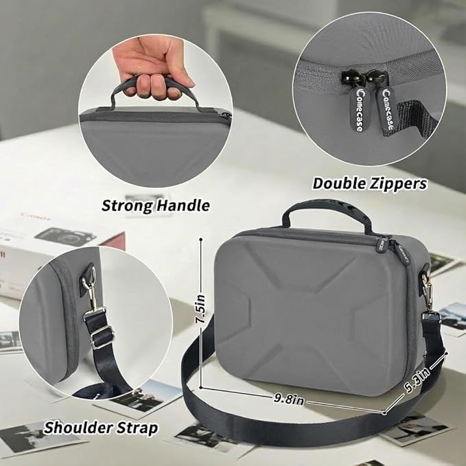 Comecase Hard Camera Case for Canon EOS Rebel T7 R50 R100 R10 R5 R6 R8 Mark II, DSLR Mirrorless Camera Bag with 6 Slots &Adjustable Divider for Lens and Accessories, Travel Storage, Grey