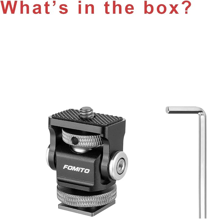 FOMITO Metal Camera Monitor Mount with 1/4" Serew and Cold Shoe, Rotary Adapter 360° Swivel Universal for Flash Speedlite, Field Monitor, LED Video Light, Microphone,etc