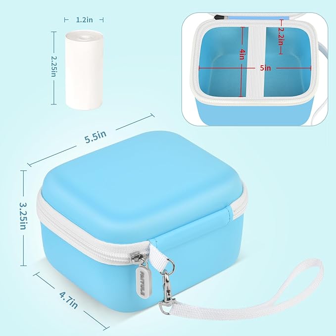 Kids Instant Print Camera Case with 3 Rolls Prints Paper Compatible with ESOXOFFORE for Dylanto for DUDUDRAGON for GKTZ for ETIKEZ for Dafotil for Careenoah Toddler Digital Cameras (Blue with Paper)