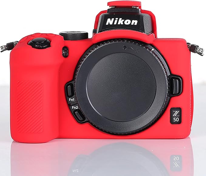 Professional Secure Silicone Camera Case Cover Housing Body Skin for Nikon Z50 Z 50 Mirrorless Digital Camera (Red)