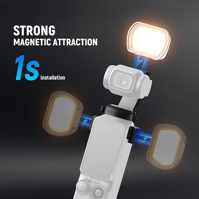 NEEWER Basics 2 Pack Magnetic Auxiliary Light Compatible with DJI OSMO Pocket 3 Gimbal Camera Creator Combo, USB C Rechargeable Mini LED Fill Light Attachment for Selfie Vlog Video Recording, M21
