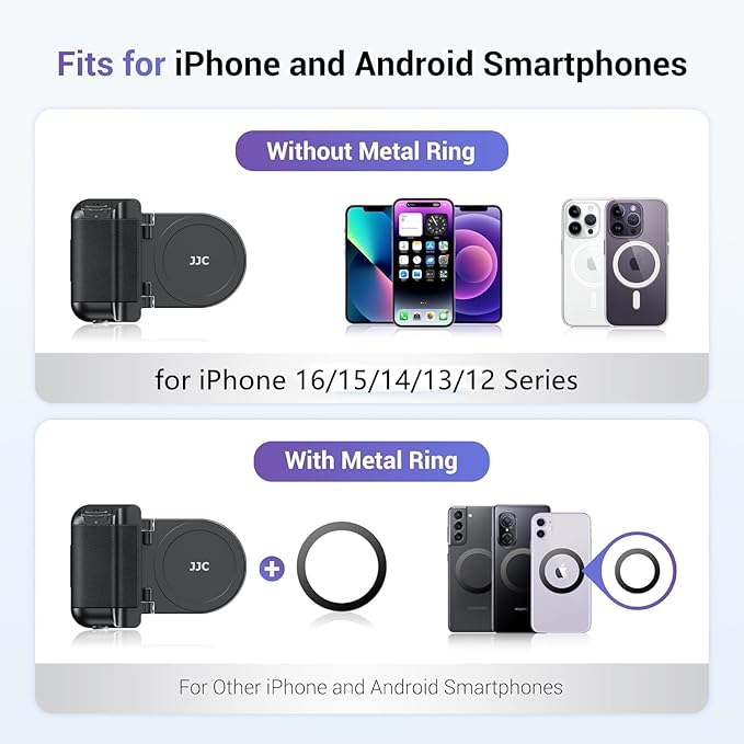 Magnetic Smartphone Shooting Holder Phone Hand Grip Handle Snap On Phone Stand with Tripod Mount & Wireless Shutter Remote for iPhone 17 Air 16 15 14 13 12 Pro Max Android Cellphone Video Photography