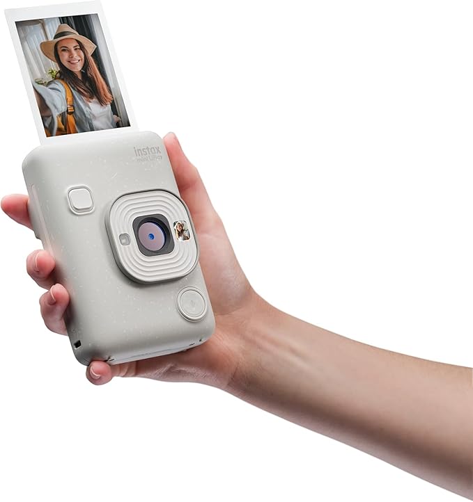 Fujifilm Mini LiPlay Hybrid Instant Camera with Mini Film, 32GB microSD Card, Charging Cable, Hand Strap and Pixibytes Microfiber Cleaning Cloth...(Misty White + 20 Sheets)