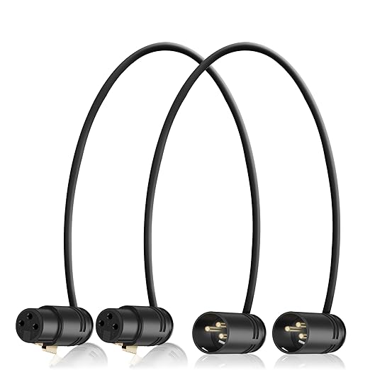 HQRP 2-Pack 3-Pin XLR Female to 3-Pin XLR Male Adjustable-Angle Low-Profile Cables Compatible with Sound Devices 302, 552, 633, 688, 788T Mixer/Recorder