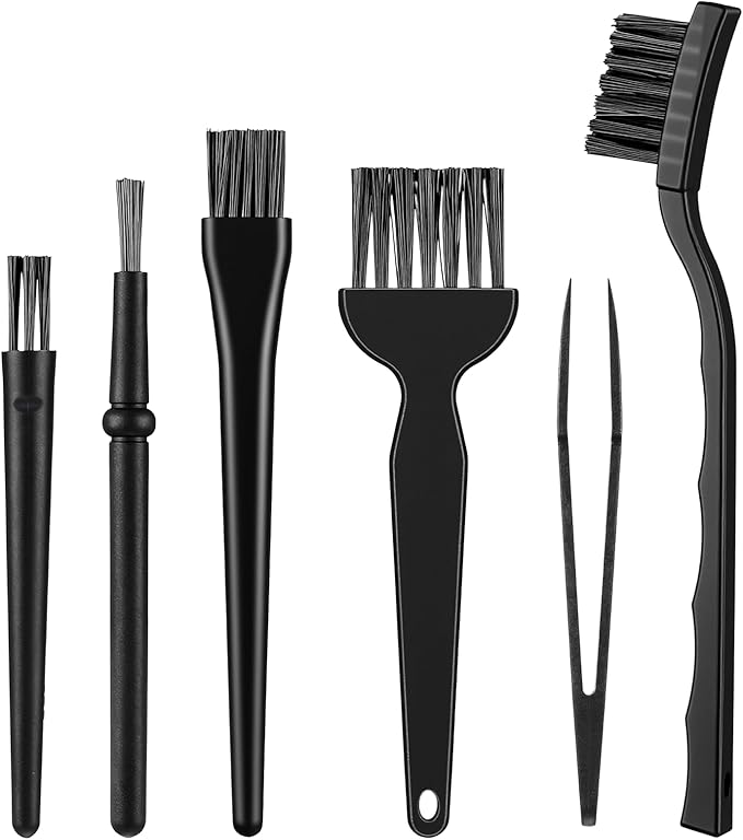 6 PCS Small Cleaning Brushes for Tight Spaces, Cleaning Brush Small Spaces, Thin Anti Static Brush to Clean Electronics Keyboard Brushes Black