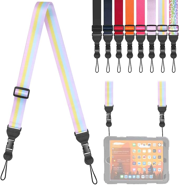 Adjustable Shoulder Strap, Comfortable Camera Strap, Neck Lanyard for iPad Tablet Case, Camera, Binocular, Luggage Bag (Rainbow Colors Shoulder Strap)