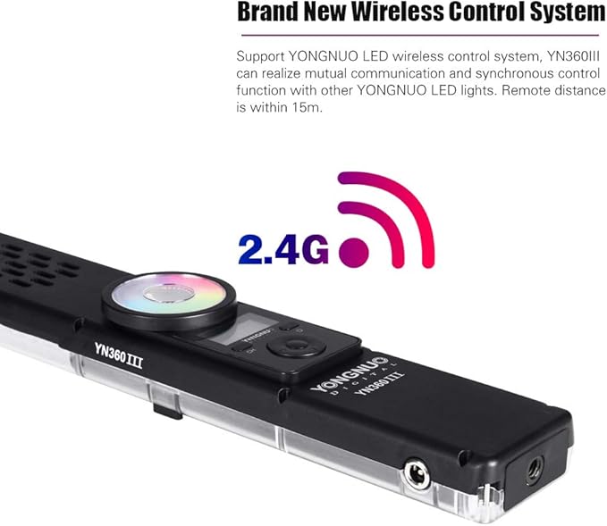 YONGNUO YN360 III YN360III LED Video Light 5600K, Handheld Photography Ice Light, RGB Full Color Touch Pad Adjustable, App Support 2.4G Remote Control