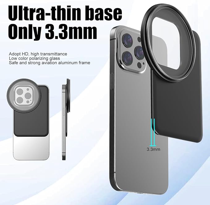 67mm Magnetic Lens Filter Mount Universal Magnetic Filter Clip Adapter Compatible for iPhone 16 Pro Max/16 Plus/15 Pro Max/15 Plus/14 Pro Max/14 Plus/13 Pro Max/12 Pro Max(No Filter)