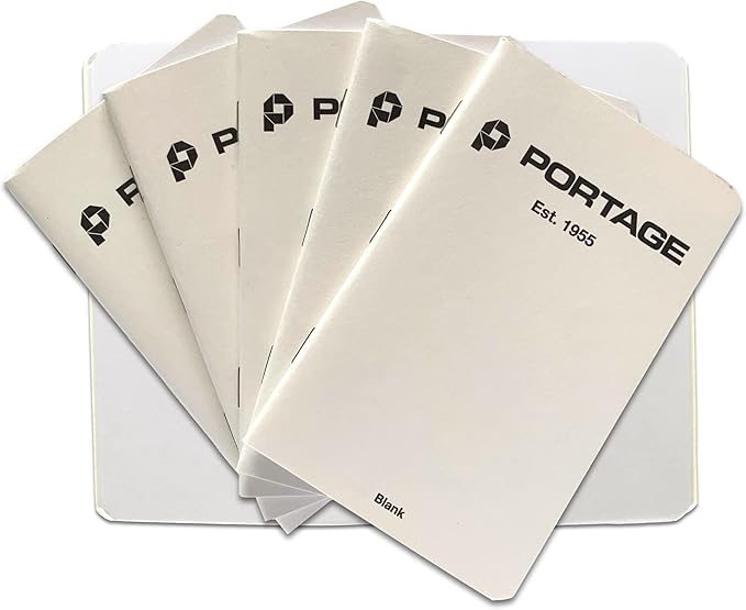 Portage Small Blank Notebook- Notepad for Field Notes, White Blank Small Sketch Book, Pocket Notebook Journal for Taking Notes in the Field – 3.5 x 5.5 Inches, 64 Pages, (Pack of 6)