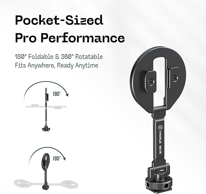 FANAUE Magnetic Phone Tripod Mount, Cold Shoe Phone Holder for Camera, Aluminum iPhone Tripod Mount Adapter with 1/4”Threaded Hole, Compatible with iPhone 17/16/15/14/13 Series