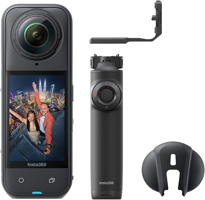 Insta360 X5 Free Framing Selfie Stick Bundle - Waterproof 8K 360 Camera, Leading Low Light, Invisible Selfie Stick Effect, Rugged and Replaceable Lens, 3-Hour Battery, Built-in Wind Guard