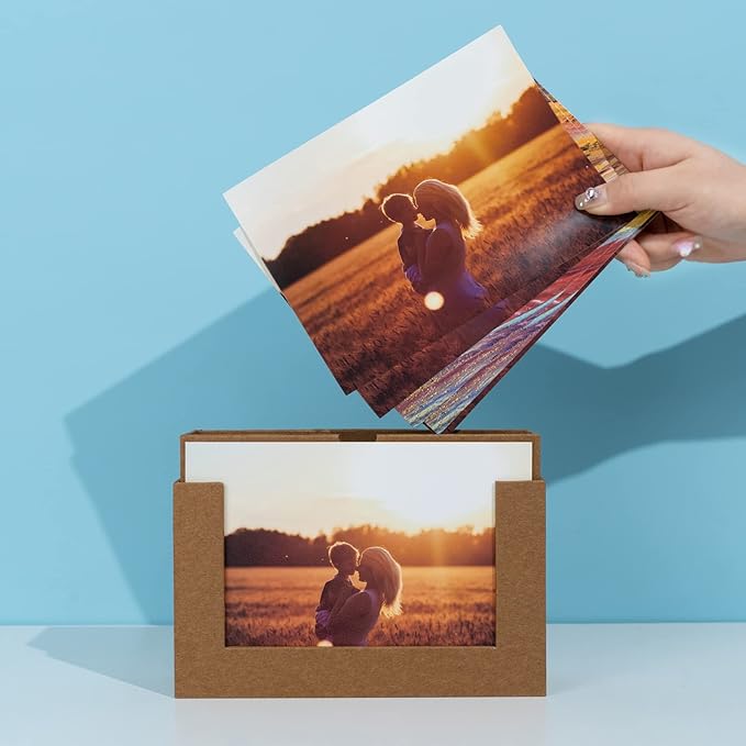 Aiuonenian Photo Storage Boxes 5x7, Cardboard Photo Boxes For Pictures, Family Photos Storage Box Set, Photo Album Box, Small Photo Storage Box Archival For Couple Photos, Postcards Box (Brown)