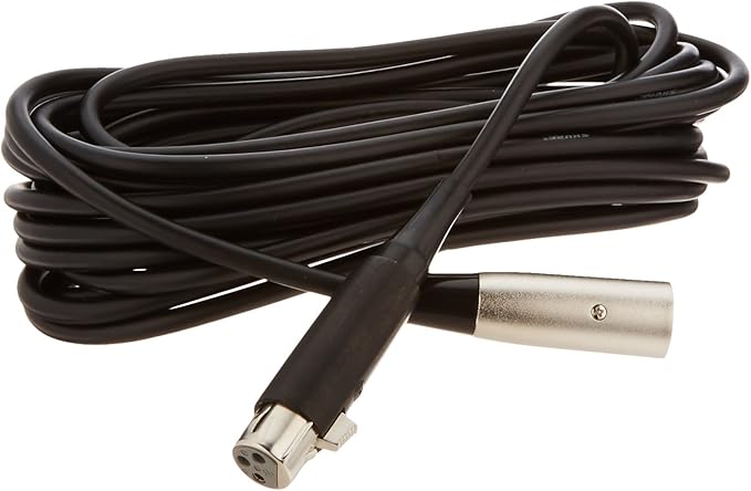 Shure C25B 25-Feet Heavy-Duty Cable XLR Connector on Microphone End, Black