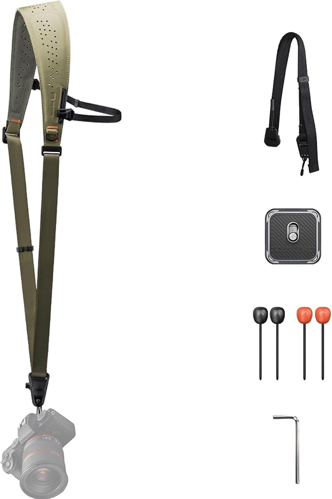 PGYTECH Camera Strap Pro, Quick Release Heavy Duty Camera Shoulder Strap With Detachable Underarm Strap, Professional Camera Harness, Leather Ergonomic Shoulder Pad for DSLR/Mirrorless Cameras, Green