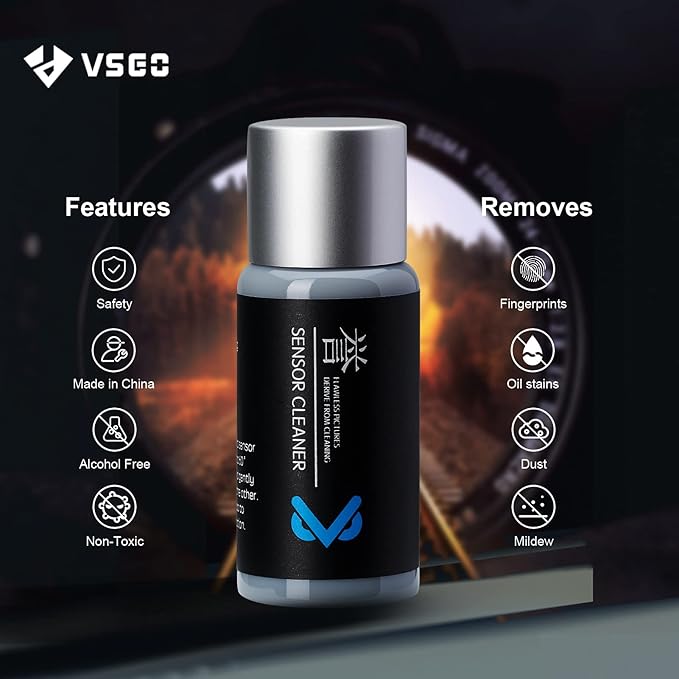 VSGO Mirrorless Camera Sensor Cleaning Kit for Meduim Format Cameras, 12pcs 34mm CMOS Swabs and 10ml Cleaner Inluded (VS-S04E)