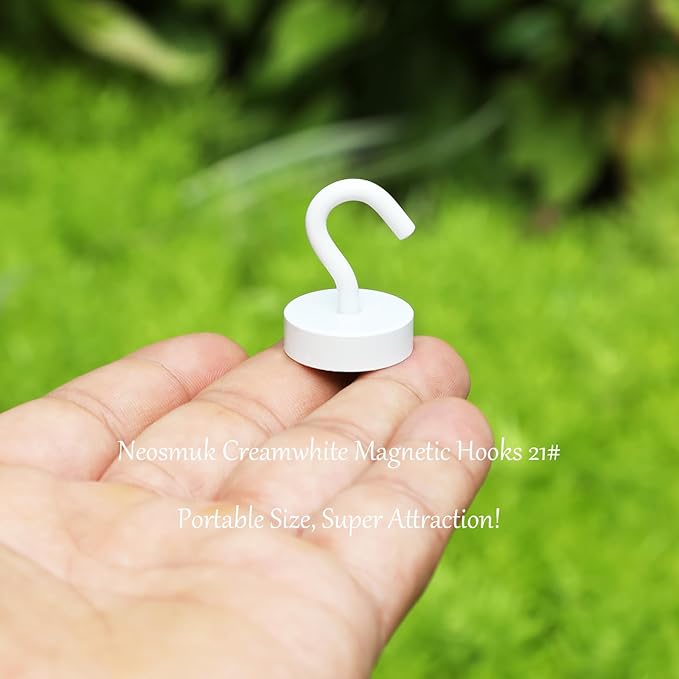 Neosmuk Magnetic Hooks, Cruise Ship Essentials, 40lb+ Heavy Duty Magnetic Hooks for Cruise Cabins, Refrigerator, Grill, Hanging, and Travel | Extra Strong Must-Haves Magnet Hook,White,Pack of 5