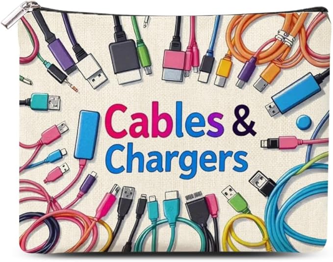 ShiQiao Spl Cables Chargers Makeup Bag Chargers Cables Cosmetic Bag Pouch Charging Organizer Zipper Pouch Electronics Accessories Bags Charger Organizer Storage Travel Birthday Christmas Gifts