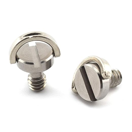 1/4"-20 D-Ring Camera Fixing Screw, SDTC Tech 2 Pack D Shaft Quick Release Plate Mounting Screws 10mm Length for Camera Tripod/Monopod (Stainless Steel)