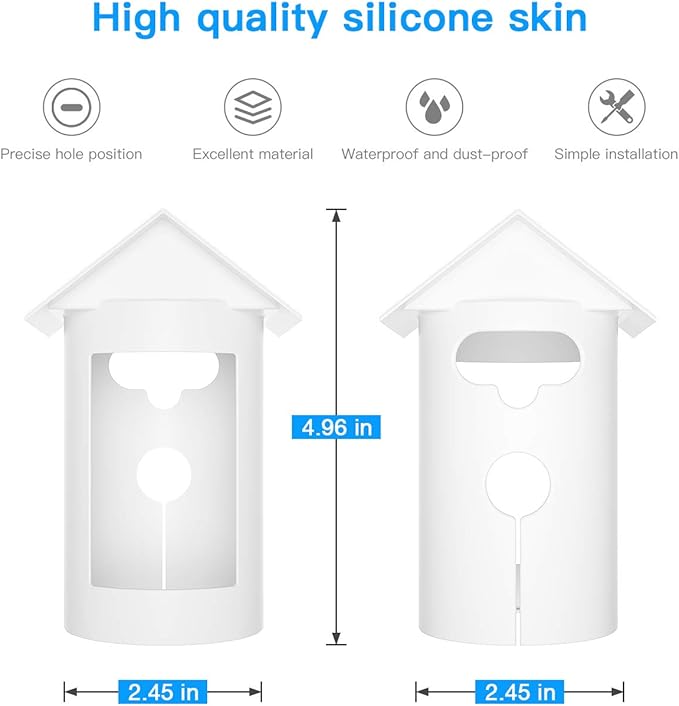 HOLACA Water-Proof Silicone Cover Protective Case for Ring Stick Up Cam Battery HD Security Camera(3rd Generation) - Anti-Scratch Protective Cover for Full Protection (White)