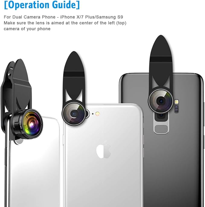 Phone Camera Lens, 9 in 1 Lens Kit, Zoom Lens, 0.36X Wide Angle Lens, 0.63X Wide Lens, 15X Macro Lens, 20X Macro Lens, Fisheye Lens, CPL and Starburst Lens Telephoto Lens for Smartphone