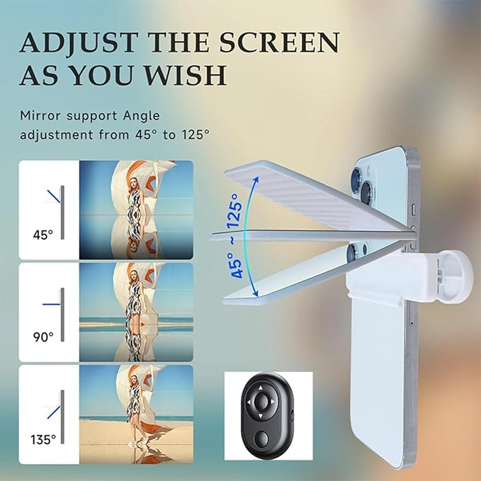 Smartphone Camera Mirror Reflection Clip Kit-Mirror Effect Lens HD Glass Phone Shooting Reflection Mirror for Outdoor Travel Photography,Black