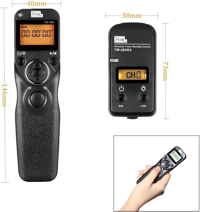 Pixel LCD Wireless Shutter Release Remote Control TW283-DC0 Compatible with Nikon Z8 Z9 D3 D810A D3s D4 D5 D6 D800 D850 D800E D810A D810 D700 D500 D300 D300s D200 F100 F90 F90X F6 F5 N90s D1X D2H
