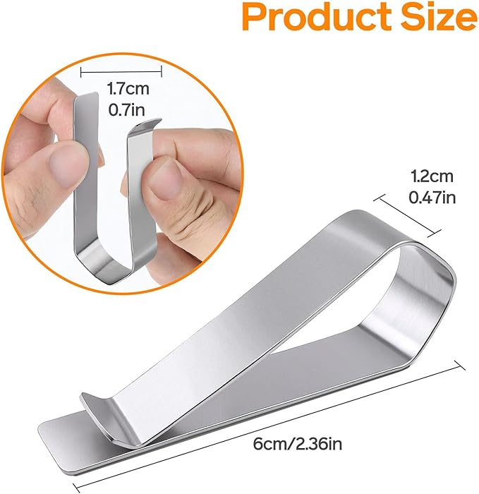 8-Pack Stainless Steel Clips with 3M Adhesive – DIY Sun Visor Mounting Kit for Photo Frames (Not Included) – Strong Hold Car Visor Accessory for Custom Displays, Home & Office Use