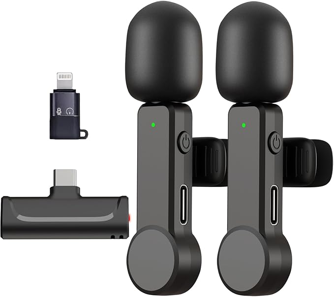 Wireless Lavalier Microphone for iPhone 15 Android iPad - Cordless USB-C Mic for Video Recording Vlog, Crystal Clear Sound, Noise Reduction