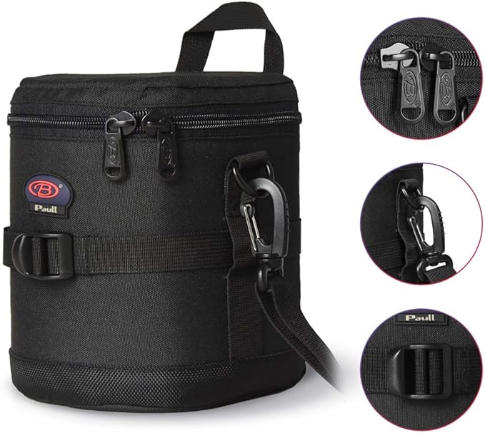 BPAULL Camera Lens Case DSLR Camera Lens Bag Fits for Canon Nikon Pentax Sony Olympus Panasonic and Other Camera Lens