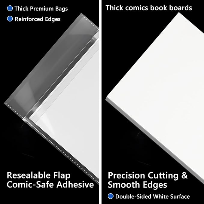 Magazine Bags and Boards – Premade Resealable Sleeves with Acid-Free Backing Boards | Archival Clear Storage & Protection for Comics, Magazines & Collectibles (Premade Resealable, 50)
