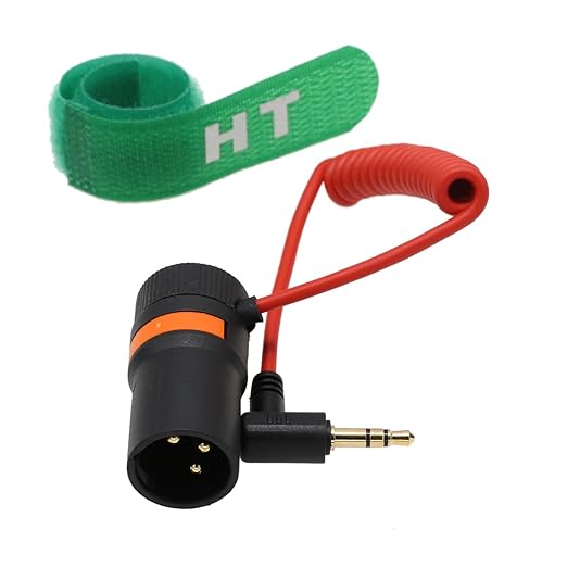 3.5mm Mini Jack to XLR 3 Pin Audio Cable for BOYA Rode Wireless GO II Microphone to Sony FX9 FX3 Canon Camera Mixer Recorder, Right Angle Male Red Braided Coiled 50cm