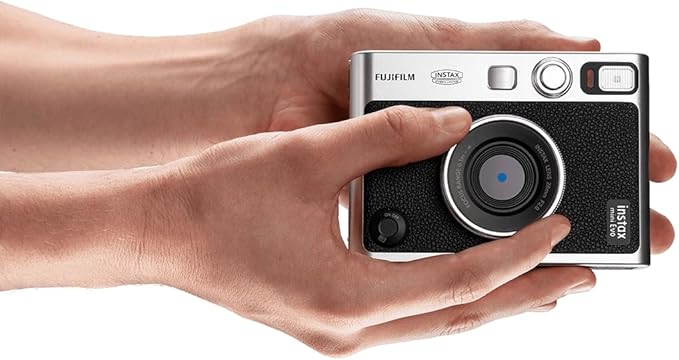 FUJIFILM INSTAX Mini EVO Hybrid Instant Camera Black + Fuji Instax Film 20 Sheet + Custom Case & Album 32GB Micro SD Memory Card Accessory Bundle