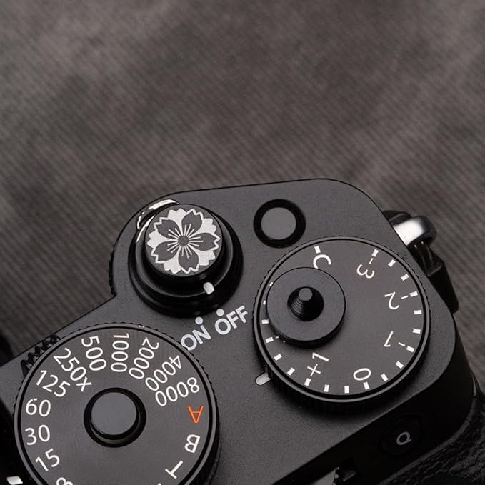 Camera Metal Hot Shoe Cover Shutter Buttons Protector for Fuji X100VI X100V X-T4 X-T3 XPRO3 XPRO2 for Nikon ZF Z5 Z6 Z6II (Black-Shutter Decorative Button)
